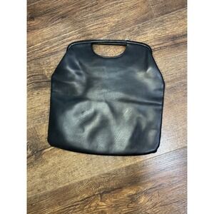 1970s Vintage Julius Resnick JR Florida Leather Handbag Gold Hardware Black